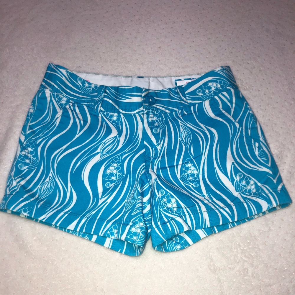 Lilly Pulitzer, The Callahan, Coy Fish Blue Shorts, 100 % Cotton, Size 0